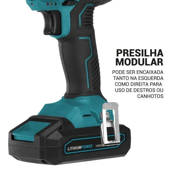 Parafusadeira Philco Maleta + Fenda e Philips 21V Bateria