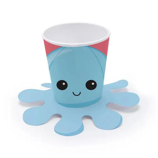 Copo de Papel Cromus Fidget Toys 18cm Polvo Azul 240ml com 8 Unidades