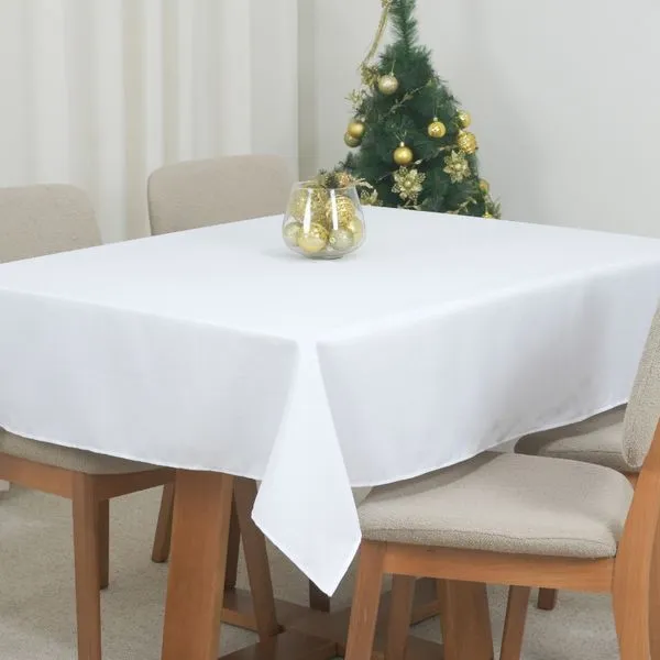 Toalha de Mesa 4 Lugares Oxford Maquinetado Natal Branco