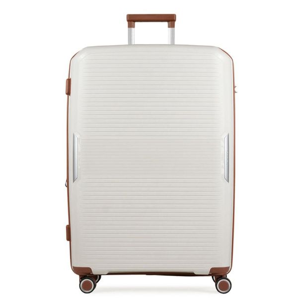 Mala Grande 32 Kg Polipropileno 4 Rodas Malta Branca/Marrom G / Branco