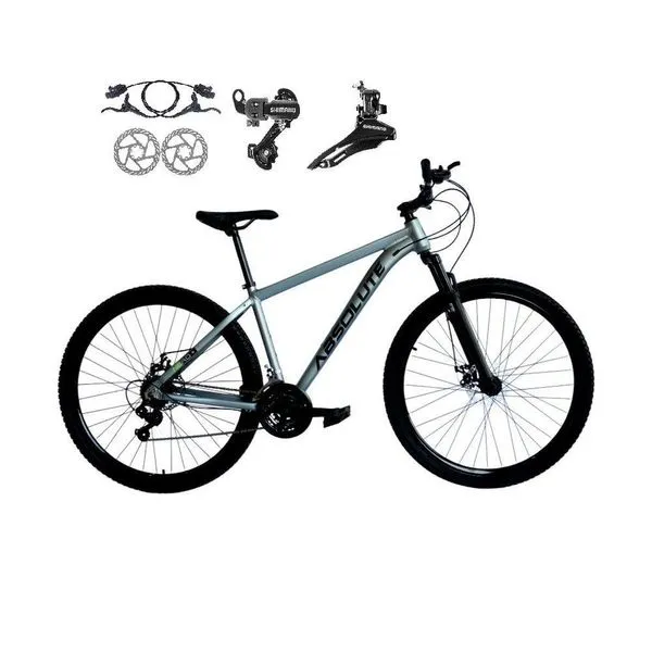 Bicicleta Aro 29 Absolute Nero 5 Alumínio 21v Câmbios Shimano Freio A Disco Hidráulico Mtb cinza Tam: 19