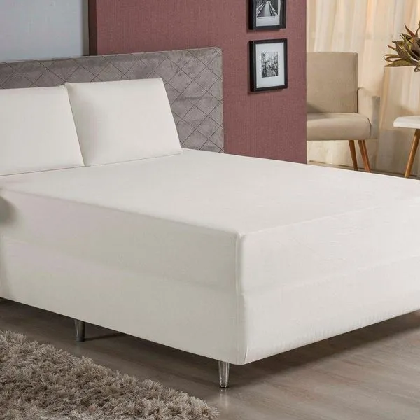Jogo De Cama Queen Nobre 3 Peças Luva De Box 55cm De Altura Malha 100% Algodão - Palha