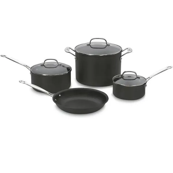 CONJUNTO CUISINART DE PANELAS ANODIZADAS CHEF'S CLASSIC 7 PEÇAS PRETO 66-7P1
