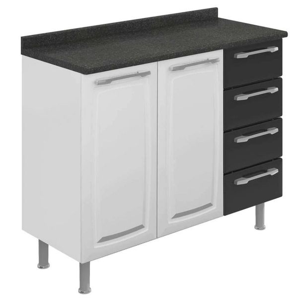 Gabinete Diamante com 2 Portas 4 Gavetas Itatiaia Branco e Preto