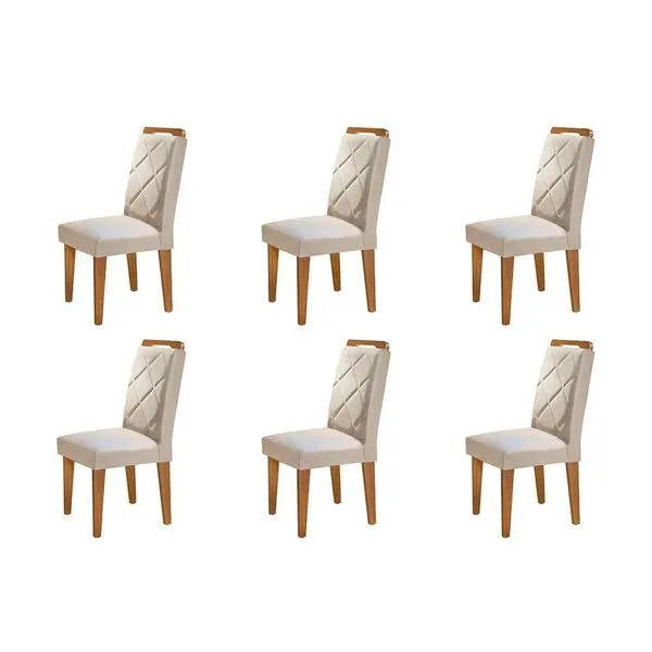 Conjunto Com 6 Cadeiras Para Sala De Jantar Melissa Rufato Imbuia/veludo Creme