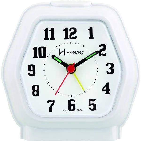 Relógio Despertador Quartz Cabeceira Alarme Luz Branco - Branco