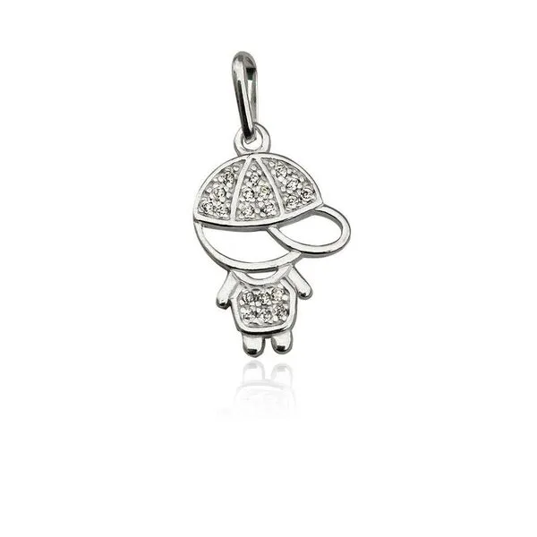 Pingente Filhos Cravejados Com Zirconias Prata 925 - Menino