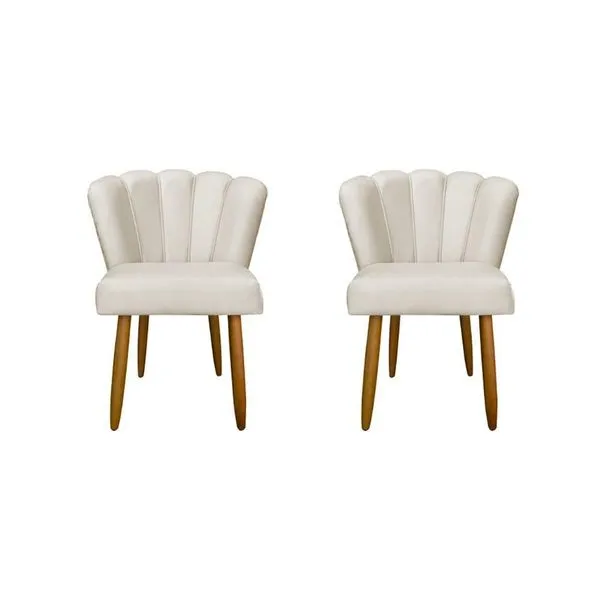 Kit 02 Cadeiras Para Mesa De Jantar Flor Pés Palito Balaqui Decor Bege