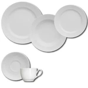 Aparelho de Jantar Germer Chevron 20 Peças Porcelana Branco