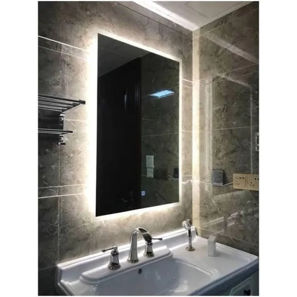 Espelho Retangular De Parede Com Led Claro Moderno 110x60 Fonte Bivolt Branca