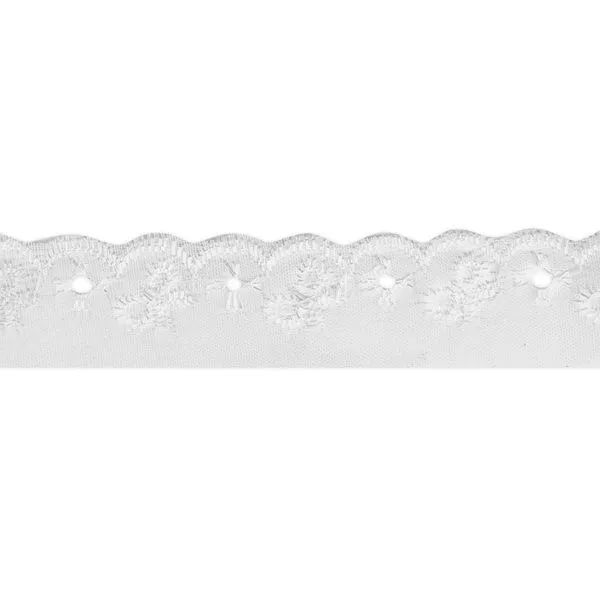 Bordado Inglês de Poliéster Nybc CTL17 2,5cm com 13,70m Branco