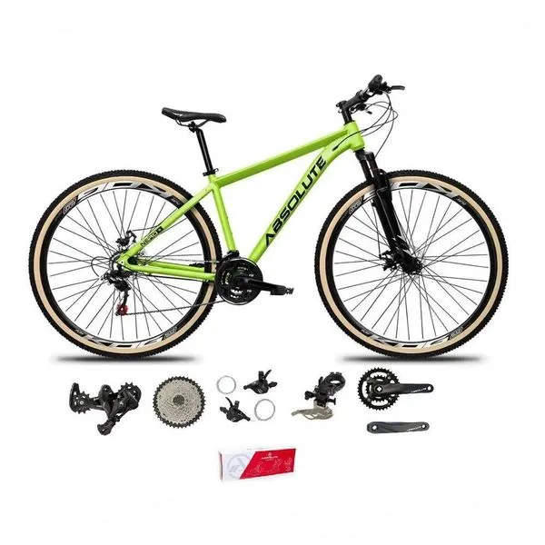 Bicicleta Aro 29 Absolute Nero 5 Alumínio 2x9 Freios Hidráulicos K7 Garfo Com Trava 18v Mtb Verde Tam: 17