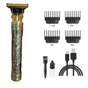 Maquina Dragão Profissional Corta Cabelo Aparar Barbas Pelos Carregamento via USB Único / Dourado