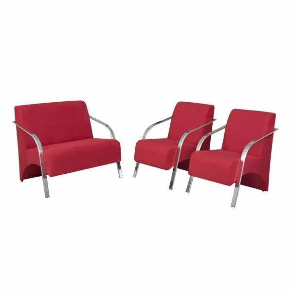 Conjunto Vênus Braços Alumínio Suede Vermelho.