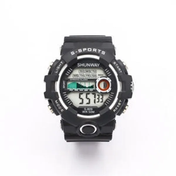 Relógio Digital Esportivo Shunway S-809 Black WR50M - Tudo em Caixa