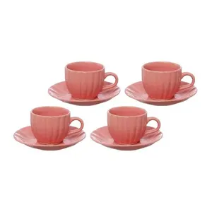 Jogo de Xícaras para Chá Bella com Pires Rosa 150ml 4 Peças Hauskraft Vermelho