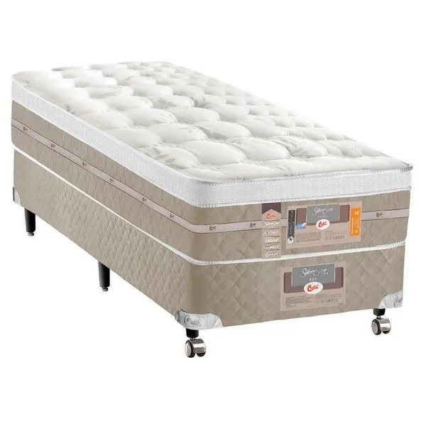 Cama Box Solteirão Castor Silver Star Air Molas Ensacadas Branco com Bege