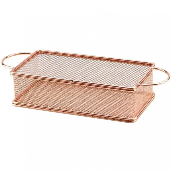 Cesta Retangular Dynasty Fry em Aço Inox Rosê