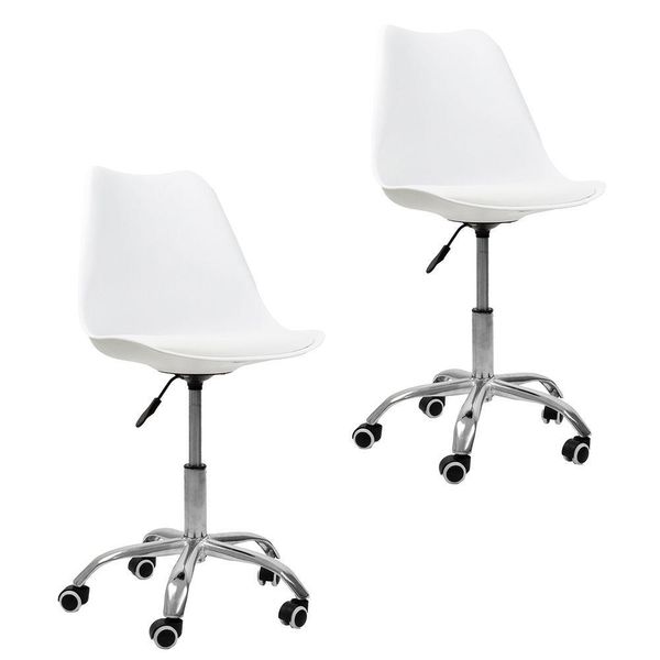 Kit 2 Cadeiras Office Oficial Cromada Girat Saarinen Branco