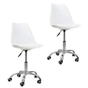 Kit 2 Cadeiras Office Oficial Cromada Girat Saarinen Branco