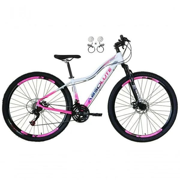 Bicicleta Aro 29 Absolute Hera Feminina Alumínio 21v Freio Hidráulico Garfo Suspensão Branco-Rosa 15