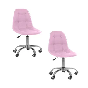 Kit 2 Cadeiras Office Eiffel Botonê Ajustável Oficial Rosa