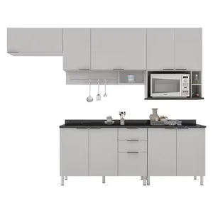 Cozinha Completa Rubi 9 Portas 3 Gavetas 5 Prateleiras Bartira Branco