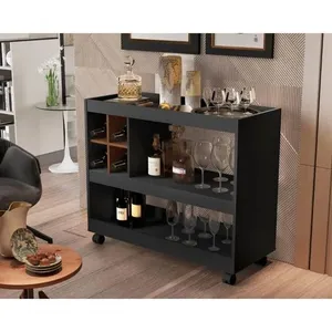 Aparador Adega Bar Com Suporte Para Taças 4050 Preto/nature