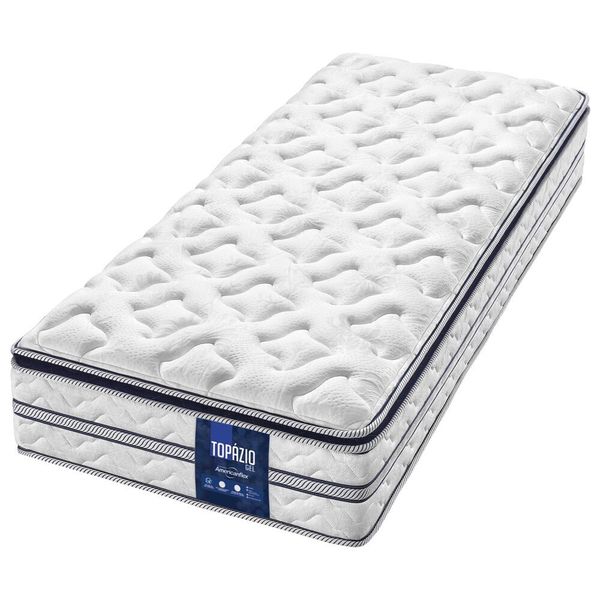 Colchão Solteiro AmericanFlex Topázio Gel com Pillow Top e Molas Ensacadas 30x88x188 cm Branco