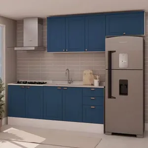 Cozinha Modulada 4 Pecas 100% Mdf Branco/Azul Genialflex