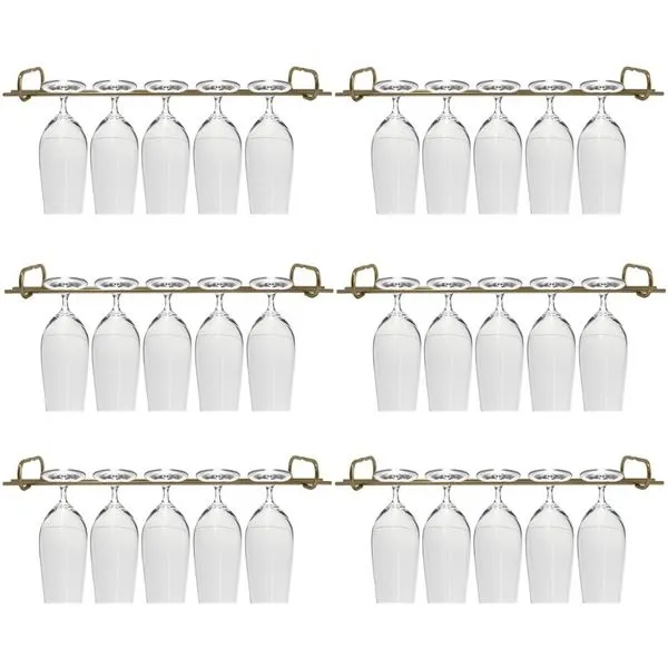 Conjunto 6 Organizadores Porta Taças 42cm Suportes Para Pendurar Taças Dourado