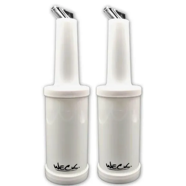 Kit 2 Garrafas Plásticas Store'n Pour 1L Branca Licores Xarope Bar Restaurante