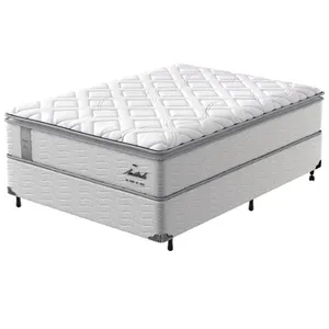 Cama Box Casal Amsterdã com Pillow Top e Molas Ensacadas 68x138x188cm Probel Branco e Preto
