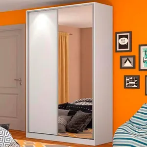 Guarda-Roupa Moon com Espelho 2 Portas de Correr 3 Gavetas e 6 Prateleiras Nova Mobile Branco