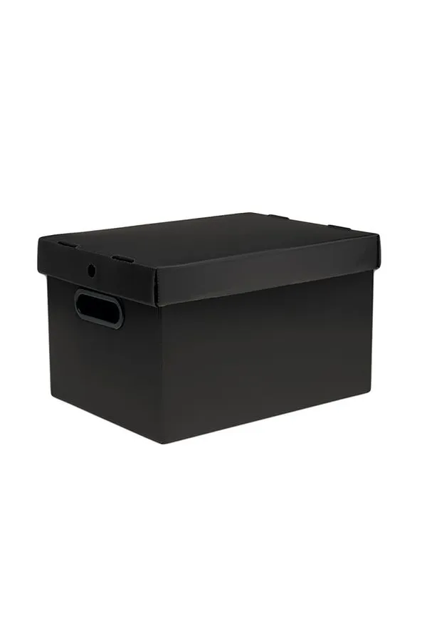 Caixa Organizadora Polycart Plástico Prontobox Corrugado Preta 360x265x230mm
