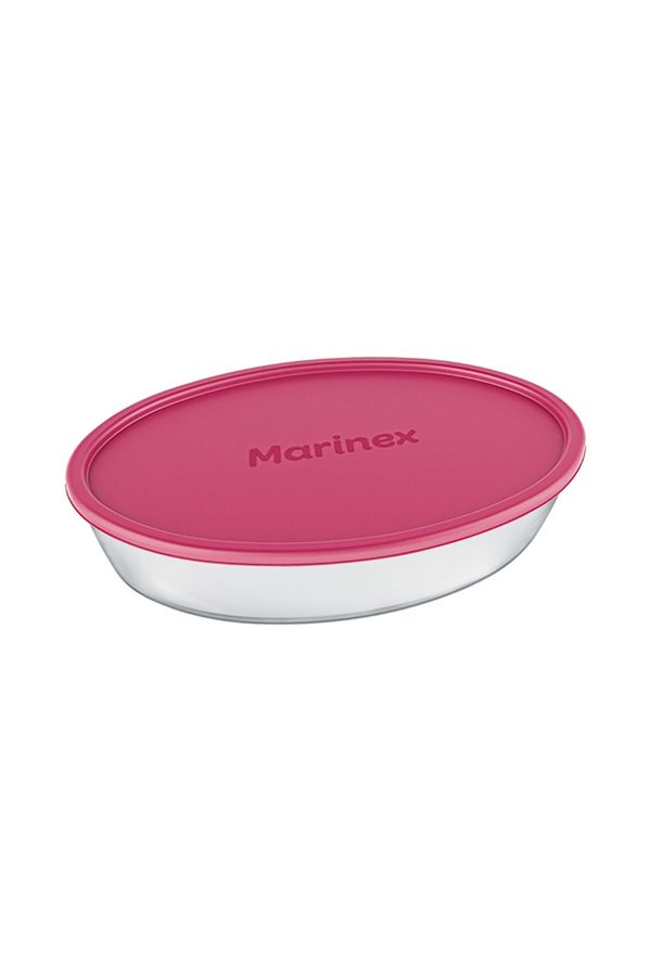 Assadeira Nadir Marinex em Vidro com Tampa Oval 26cm 1 Peça Rosa