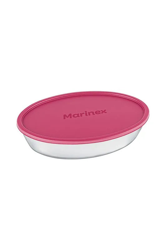 Assadeira Nadir Marinex em Vidro com Tampa Oval 26cm 1 Peça Rosa