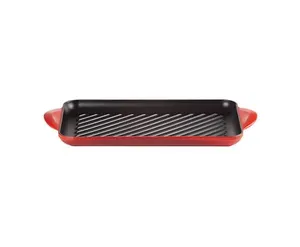 GRELHA LE CREUSET RETANGULAR 32CM TRADITIONAL Vermelho