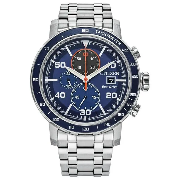 Relógio Citizen Masculino Ref: Ca0850-59l Solar Prateado Cronógrafo Eco-Drive