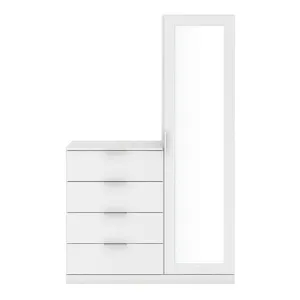 Cômoda Sapateira Versatti com 4 Gavetas 1 Porta e Espelho Bartira Branco