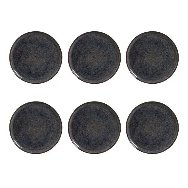 Conjunto de Pratos Rasos Porto Brasil Bio Titanium com 6 Peças Azul