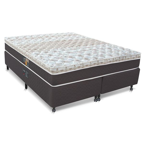 Cama Box King Size Castor Sleep Class Hibrido com Molas Ensacadas Branco com Cinza