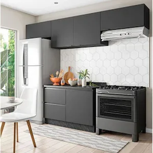 Cozinha Completa Linea com 5 Portas 3 Gavetas e 2 Prateleiras Bartira Grafite