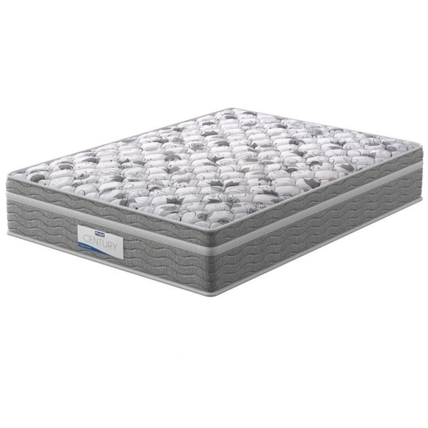 Colchão de Casal Probel Century D28 com Molas Pocket e Pillow Euro 32x138x188cm Branco com Cinza