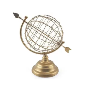 Globo Giratório Modelo Flecha Em Metal Dourado 26x18Cm