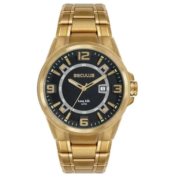 Relógio Seculus Masculino Ref: 44316gpsvda3 Esportivo Dourado