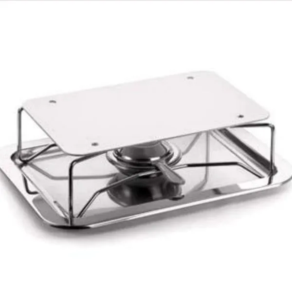 Rechaud Retangular Forma 2031/40 com Difusor de Calor - 4 Peças Branco com Inox