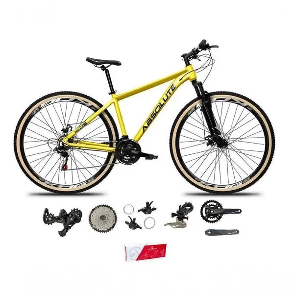 Bicicleta Aro 29 Absolute Nero 5 Alumínio 2x9 Freios Hidráulicos K7 Garfo Com Trava 18v Amarelo 21