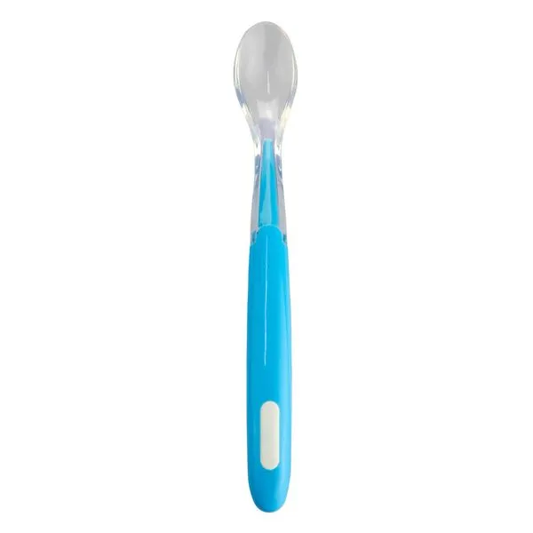 Colher Infantil Pbb com Ponta de Silicone Azul