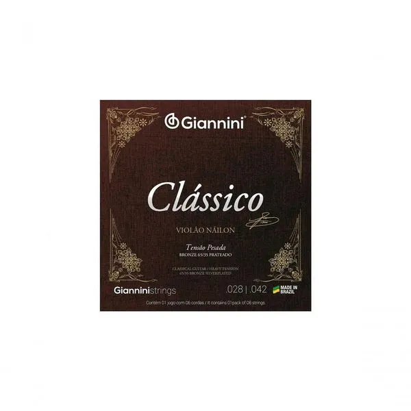 Encordoamento Para Violão Nylon 65-35 Tensão Pesada Bronze Prateado Genwpa